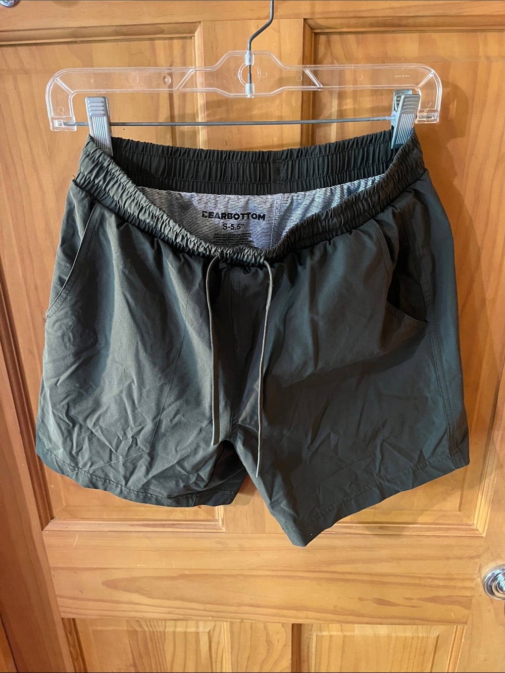 Bear Bottom Drawstring Athletic Shorts in Olive Green